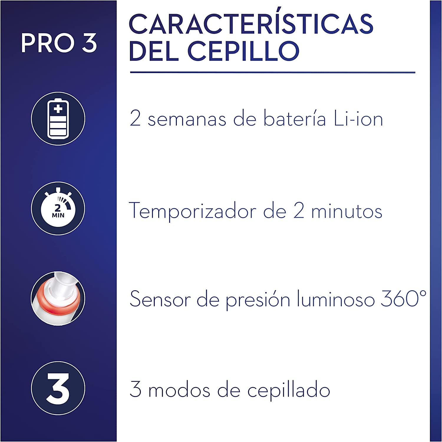 Oral-B Pro 3 3000 Cepillo Eléctrico de Dientes + 1 Mango con Sensor de Presión Visible, 1 Cabezal de Recambio, Negro y Blanco, Diseñado por Braun
