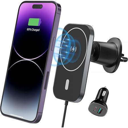 For MagSafe Car Mount Charger IPhone And Airpods Magnetic Wireless Car Charger,Car Phone Holder Mount Wireless Charging For IPhone 14 13 12 Pro Plus Max Mini,Airpods 2nd 3rd