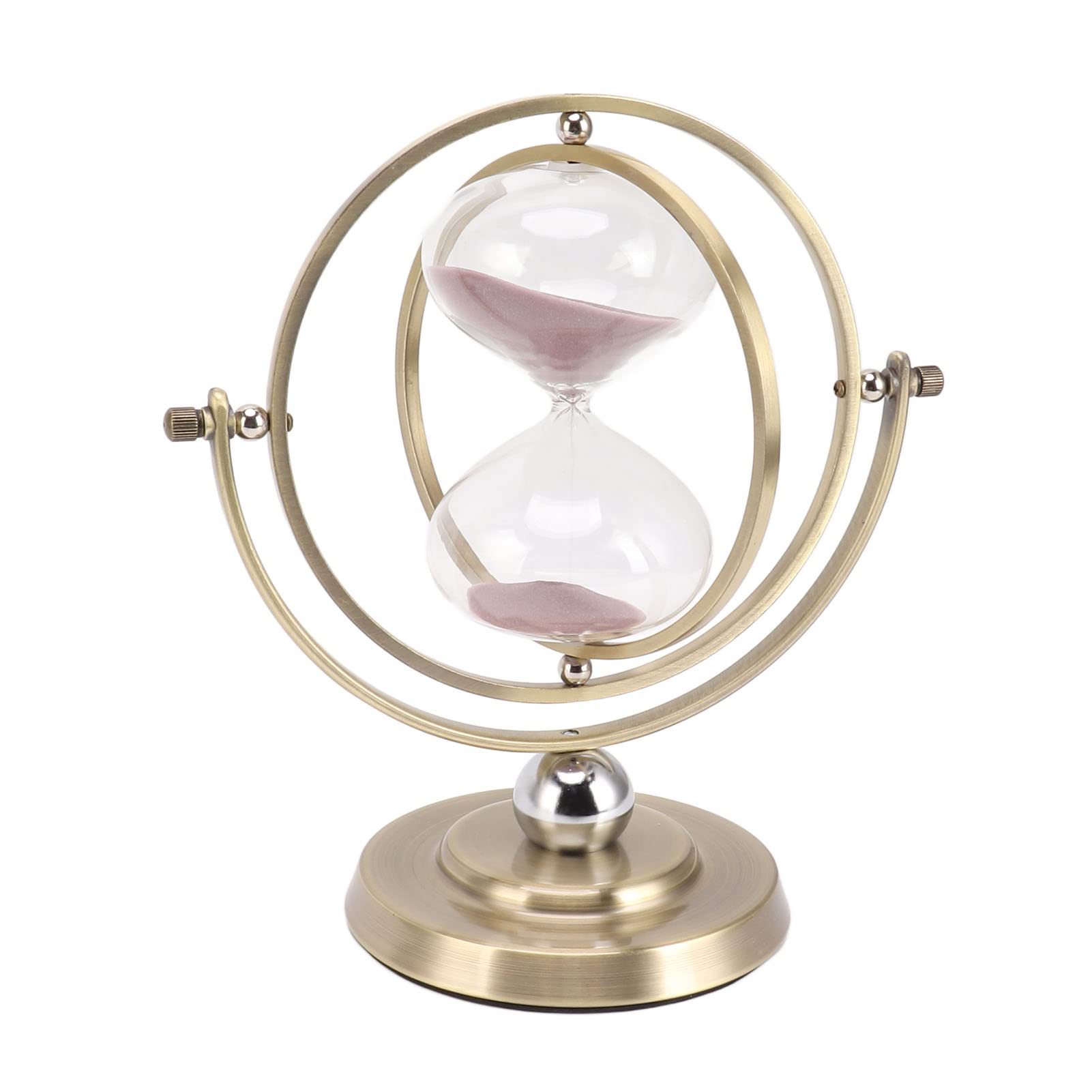 Adorno de Reloj de Arena con Forma de Globo, Reloj de Arena Blanco Giratorio Antiguo, Reloj de Arena de Metal de 60 Minutos para Sala de Estar, Dormitorio, Estante para(M (2.8 X 2 X 2.2in)-30 minutos)