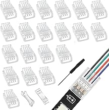 4 Pin 8 mm LED Strip Connector Connectors for LED Strips Cable Connector LED Strips Solderless Connectors for SMD 5050 5630 Monochrom LED Strip (20 Pieces)