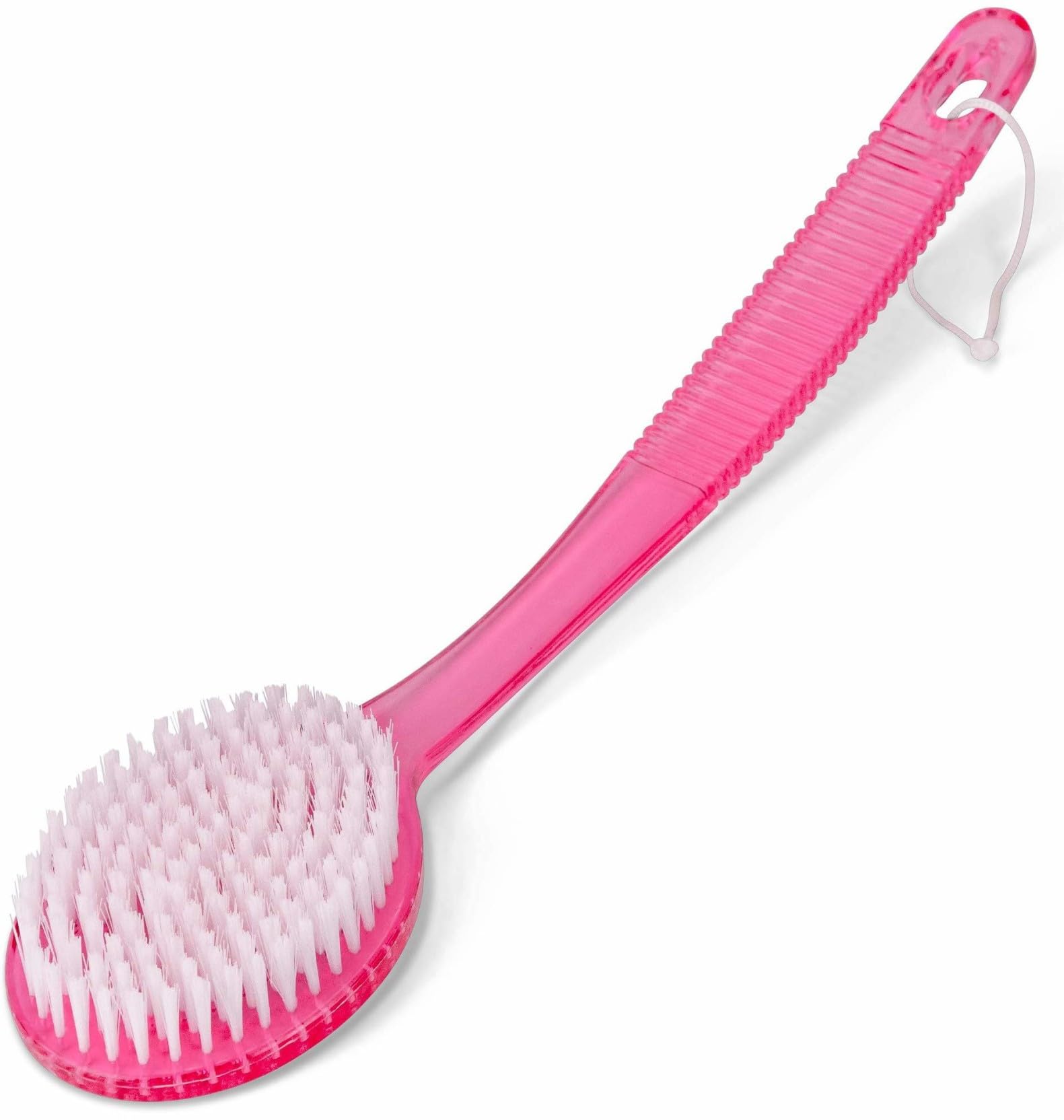 KIRA Curved Long Handle Bath Brush Soft And Bristles For Exfoliating Body, Back Scrubber For Men And Women (Pack Of 1) (Pink)-image-3