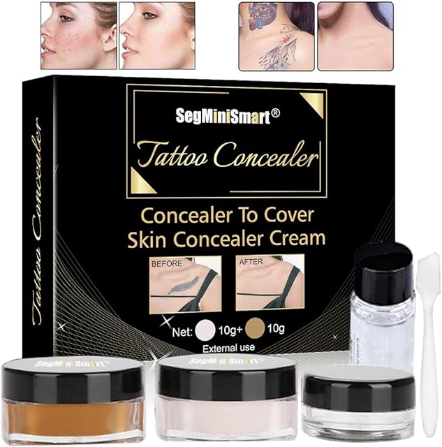 Tattoo Concealer,Scar Concealer,Makeup Concealer,Scar/Birthmarks/Vitiligo, Waterproof Concealer, Professional Waterproof Tattoos Cover Up Makeup Concealer Set