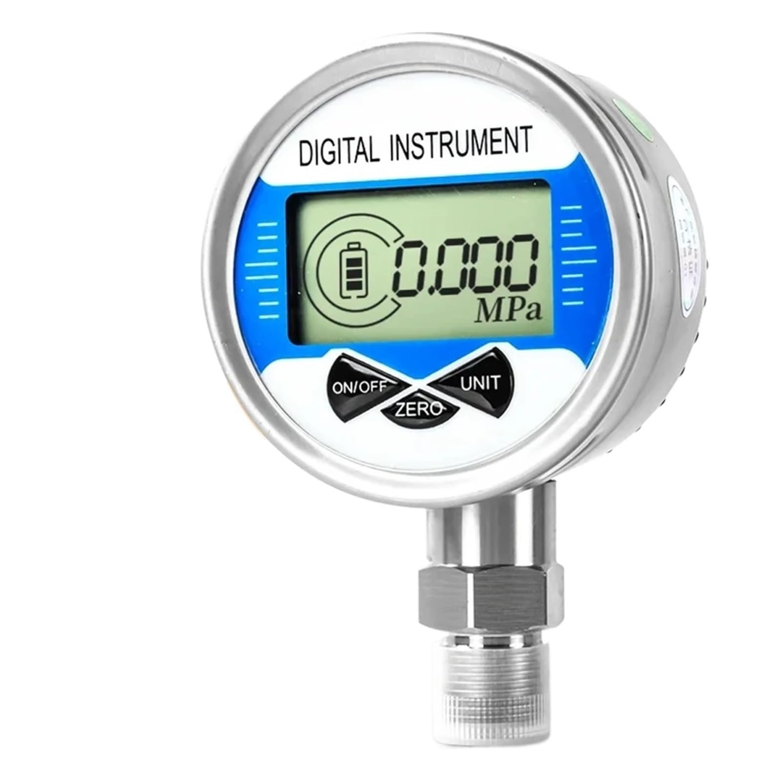 Digital Pressure Gauge LCD Manometer, 0-100Mpa Water Air Pressure Gauge 100mm Dial M20*1.5 Thread 304 Shell 3V Power (Color : M20X1.5 100mm, Size : 0-0.1Mpa)