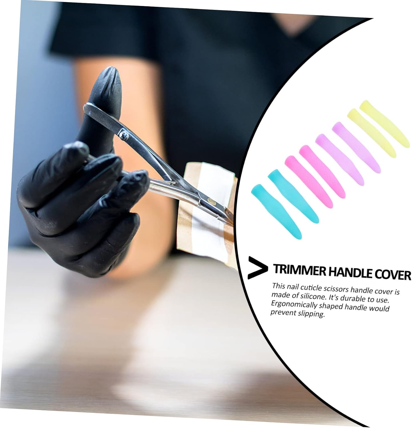 Cuticle Trimmer Handle Cover 4 Pairs Silicone Sleeve Protector for Non-Slip Grip Random Colors for Manicure and Nail Care