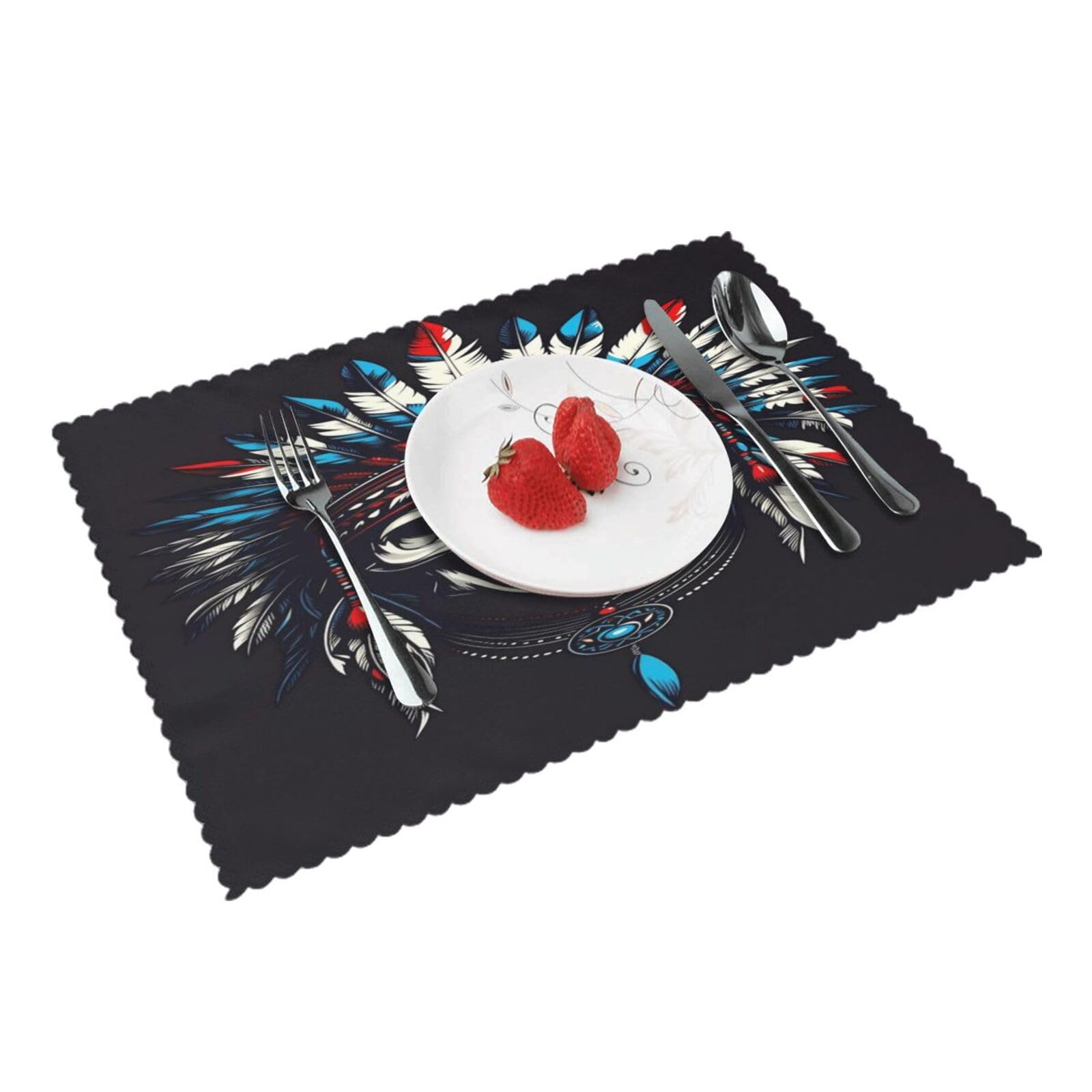 Colorful Skull Tribe Placemats Set of 4 Print Table Mats Place Mats Table Decor for Kitchen Dining 12X18 in