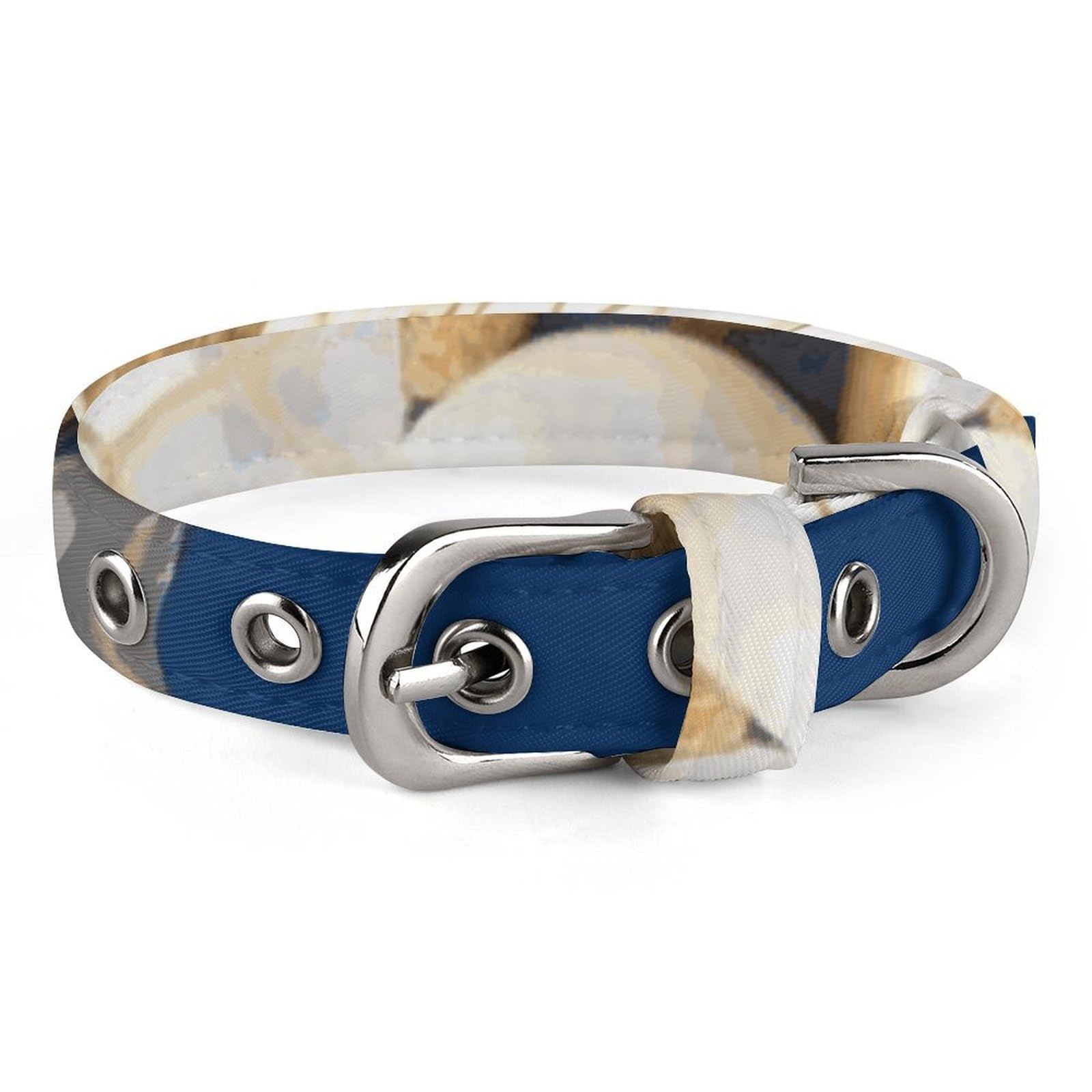 Collier réglable pour chien et chat blanc doré et bleu taille S M