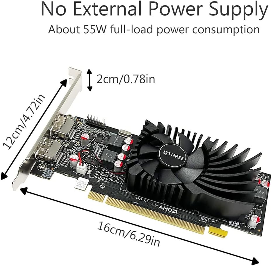 QTHREE Radeon HD 7750 Scheda Video, 2 GB GDDR5 128-bit, 2 displayPort, profilo basso, PCI Express x16, scheda grafica per pc