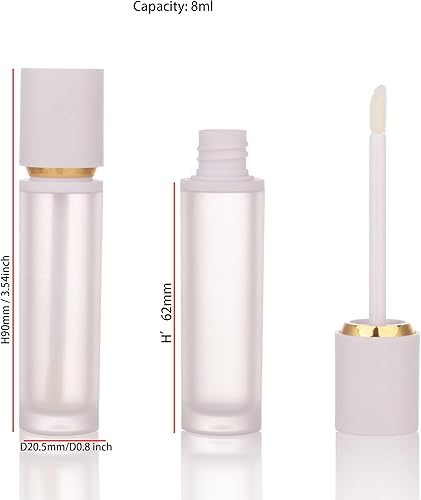 Miniatura 6 de 8 Uds., tubos de brillo de labios gruesos negros vacíos de 0.3 fl oz tubo de brillo de labios con aplicador de varita para botellas de tinte de