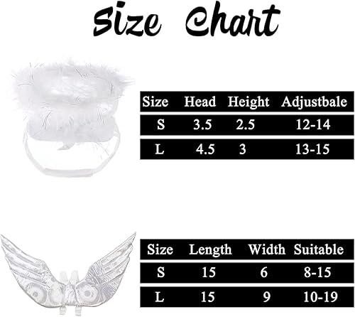 Miniatura 3 de Disfraz de Halloween para perro, alas de ángel para mascotas, disfraces de Halloween para gatos, alas de perrito con accesorios de halo de ángel (L)