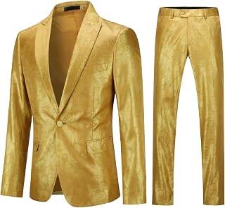 Mens 2 Piece Paisley Dress Suit One Button Party Wedding Blazer Pants Sets