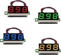 Voltímetro Digital LED de CC de 0,28 pulgadas, medidor de voltaje de 0-100V, Detector de probador de voltaje de energía móvil for coche, 12V, rojo, verde, azul y amarillo (Color : Red, Size : DC2.5V