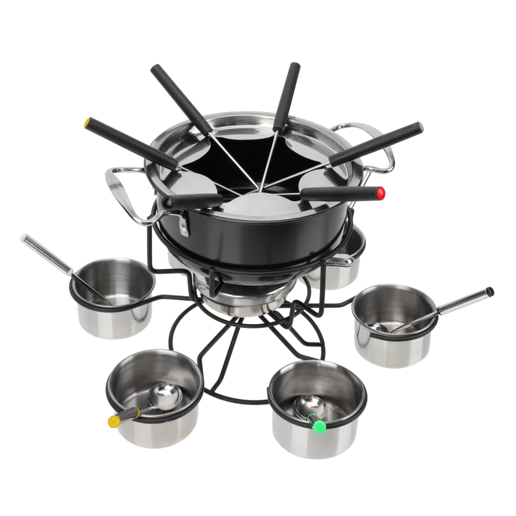 GRIRIW 1set Fondue Pot Portable Chocolate Cheese Melting Stove for Home Parties and Gatherings Non-stick Coating Easy to Clean