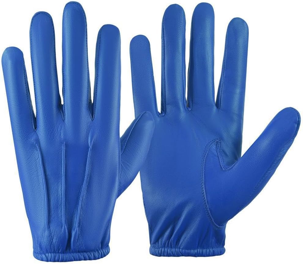 Men's Thin Unlined Blue Police, Pilot, Search Soft Leather Gloves