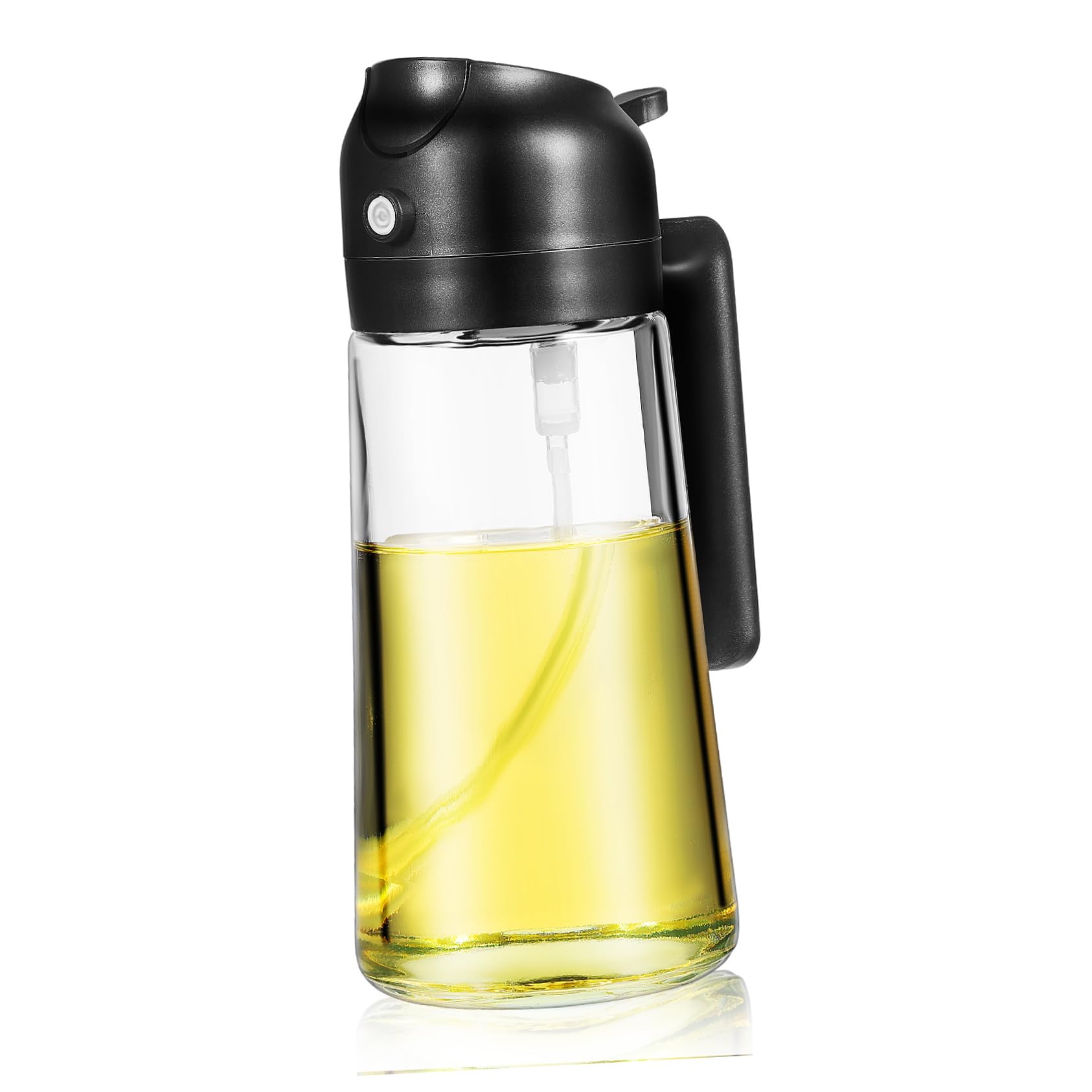 Dispensador de aceite de oliva de vidrio 470ml negro para verter y pulverizar