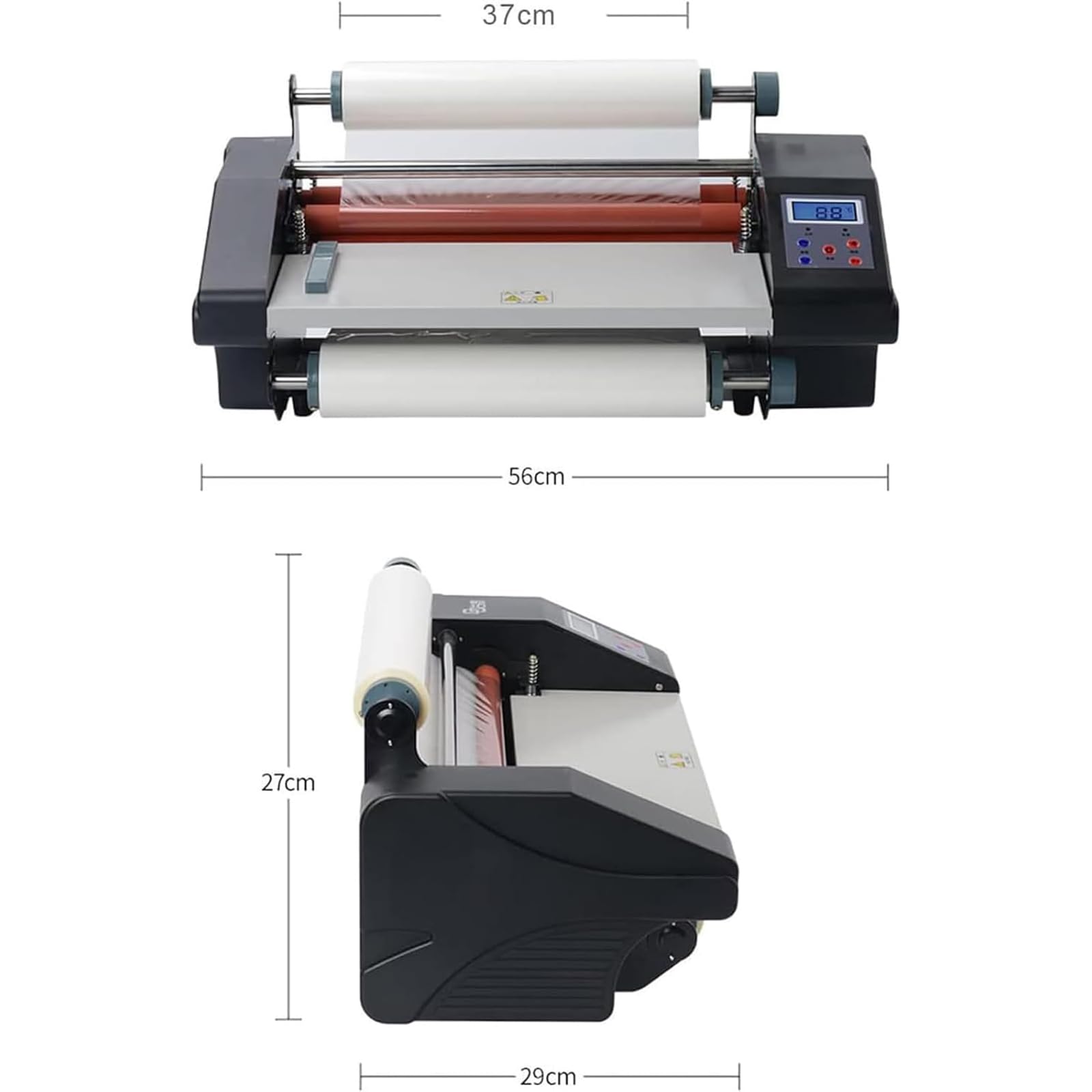 Macchina Plastificatrice Completamente Automatica, Plastificatrice a Caldo E a Freddo Pubblicitaria da 800 W, Larghezza 37 Cm, Spessore: 0-4 Mm, velocità: 55 Cm/min, Temperatura: 88-170 °C