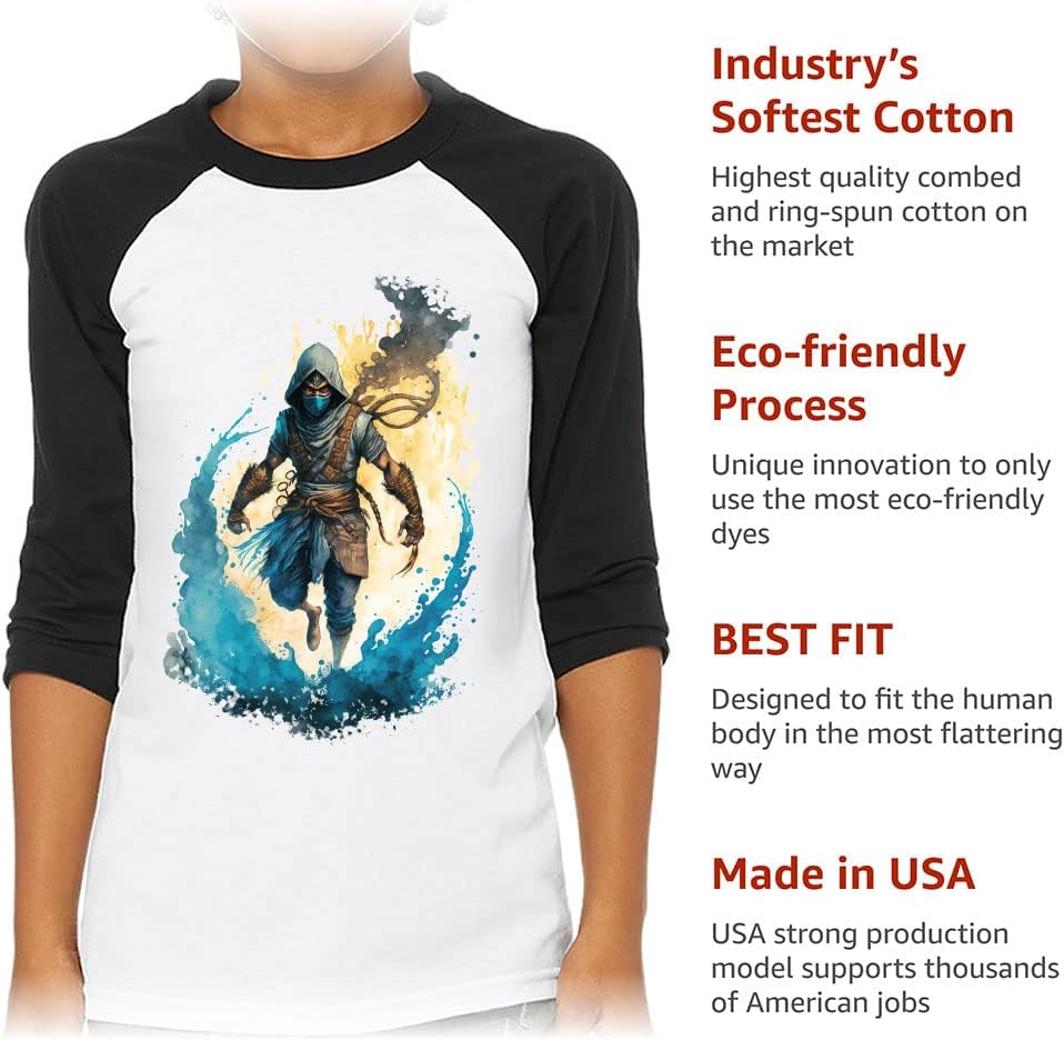 Colorful Paint Kids' Baseball T-Shirt - Cool 3/4 Sleeve T-Shirt - Beautiful Baseball Tee