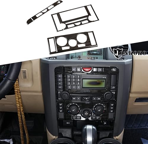 Miniatura 1 de YIWANG para Land Rover Discovery 3 LR3 2004-2009 coche modo de control central botón marco etiqueta engomada coche Accesorios (grano de madera negra)