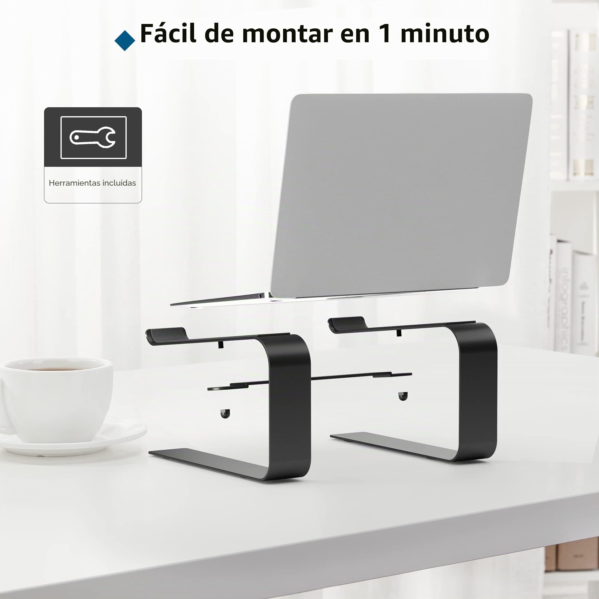 BONTEC Soporte Portátil para Portátil de 10-17 Pulgadas, Soporte de Ordenador Escritorio Ergonómico, Soportar hasta 5 kg, Negro