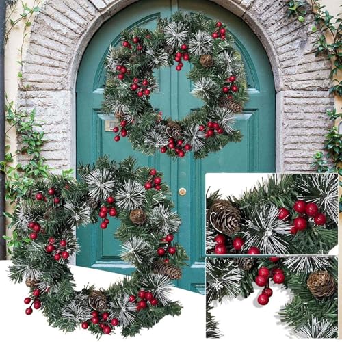 Coronas decorativas navideñas con luces de invierno para pared 5