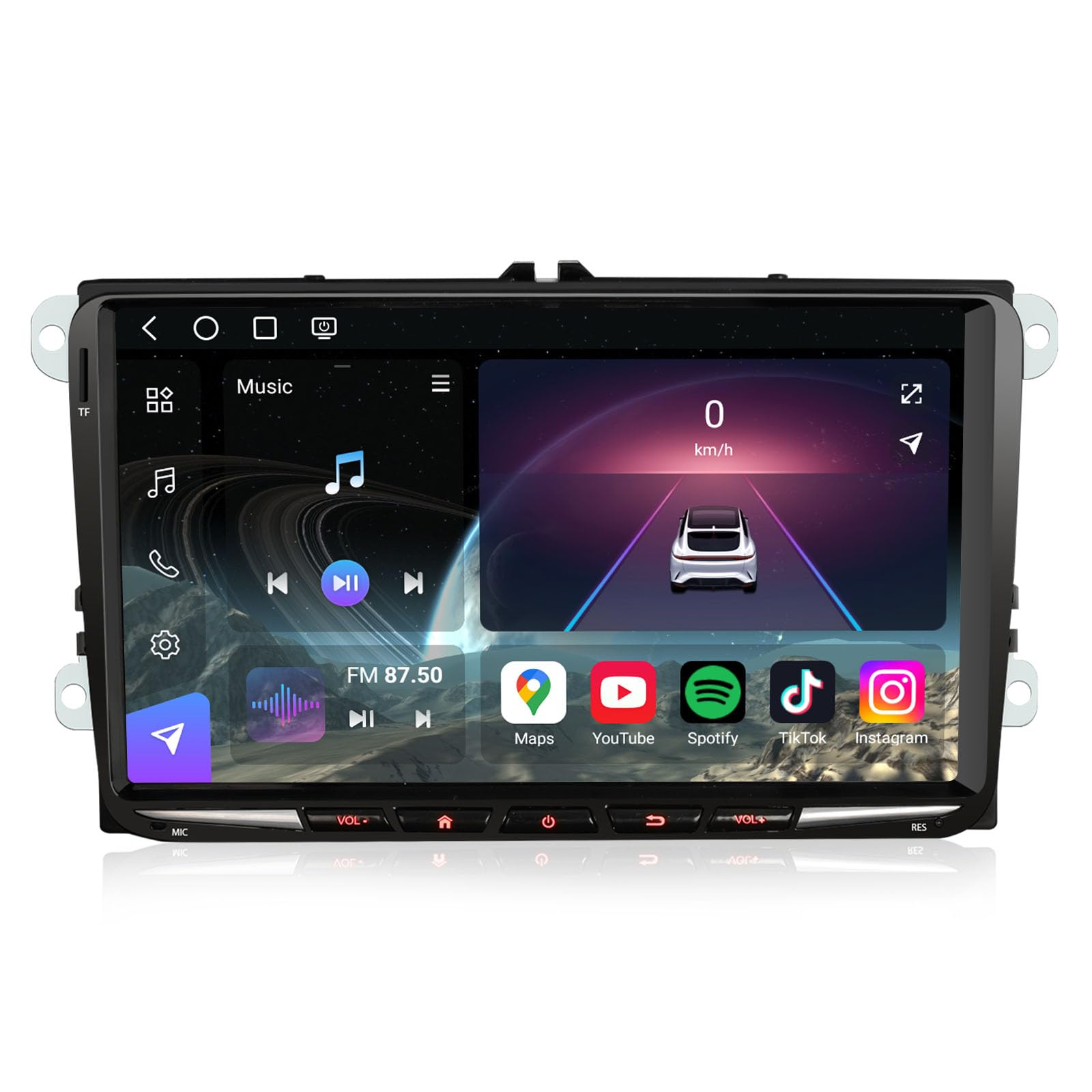 Qualcomm 8 Kern 8GB+128GB Android 16 DAB+ Autoradio Für VW Caddy Passat B6 Golf 5/6 Tiguan Touran Jetta SEAT Skoda mit GPS Navigation CarPlay Android Auto DSP WiFi Bluetooth 5.1 USB 4G 9" Touchscreen