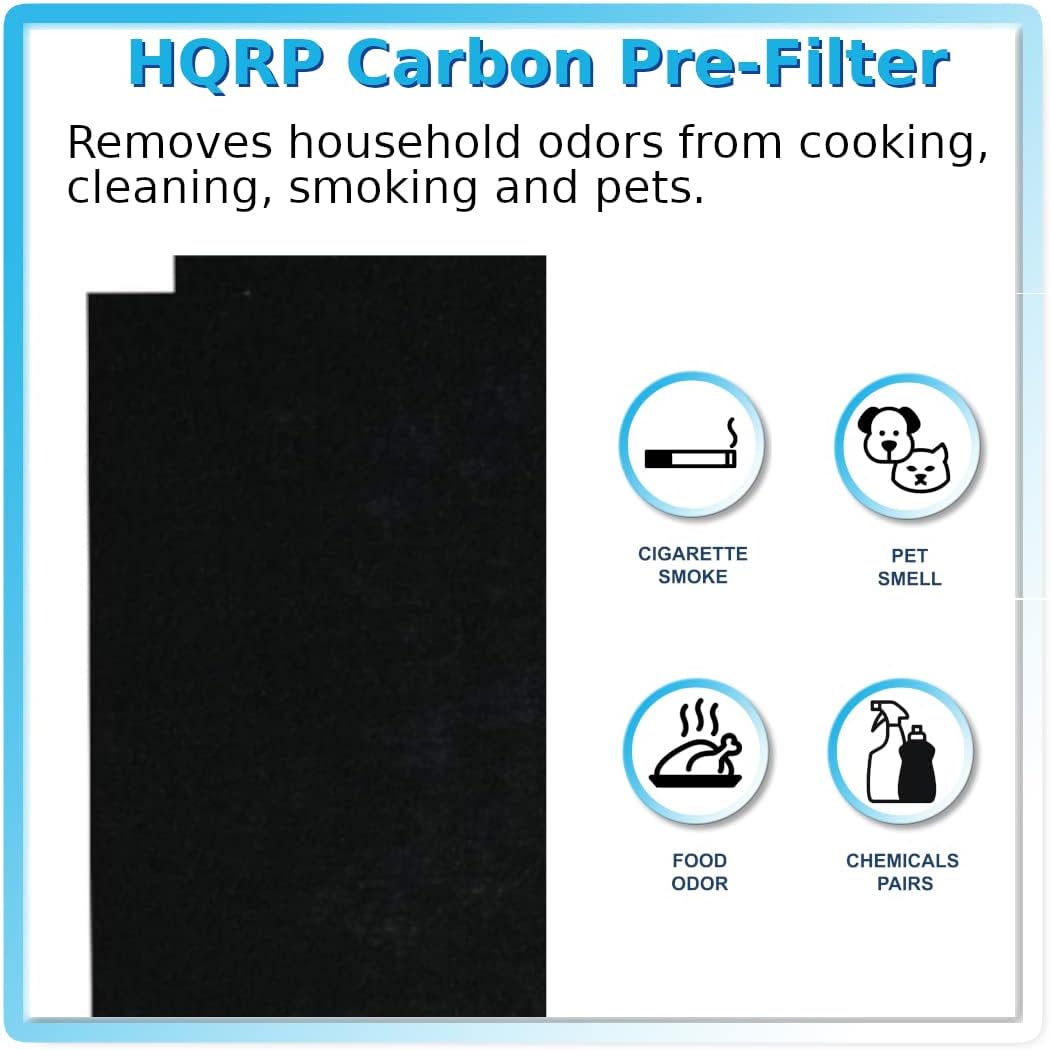 HQRP Filter Kit Compatible with T500 Tower Air Purifier, Replacement for TF60-MP TF60, 2 True HEPA with 2 Activated Carbon Pre-Filters