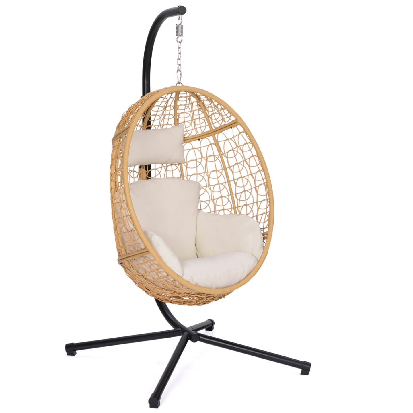 IDMarket - Fauteuil Oeuf Suspendu ajouré Effet rotin avec Coussin écru