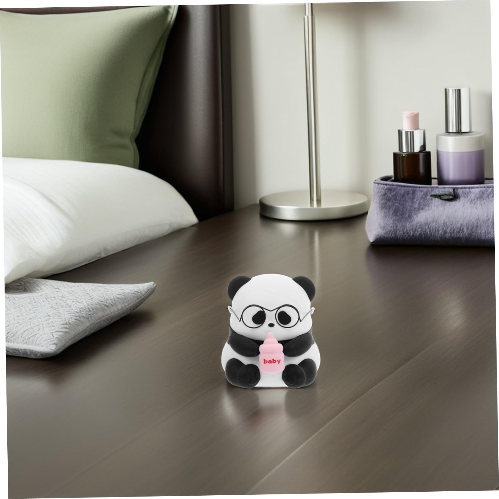Operitacx Luz de Noche Recargable de Silicona con Diseño de Panda Sentado Luz con LED de Lámpara Portátil para Habitación Infantil y Dormitorio de Bebés