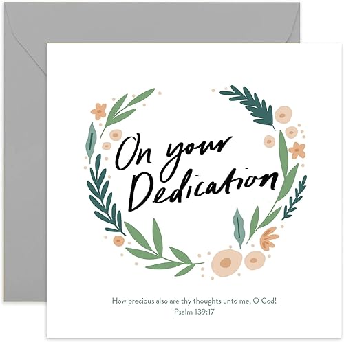 Old English Co. - Tarjeta de dedicación para niño o niña, dedicación cristiana para nieto o nieta, interior en blanco con sobre