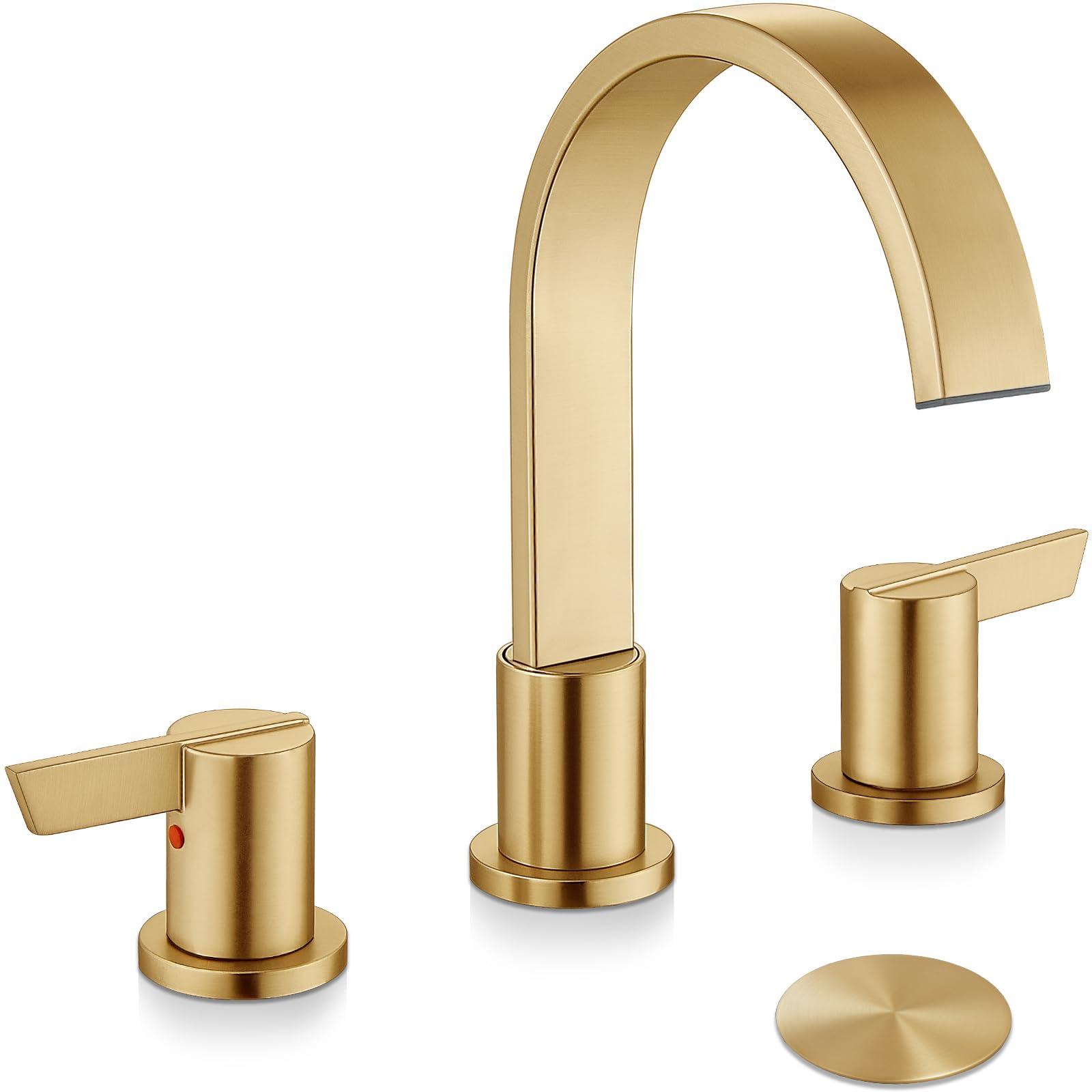 Sxithgkdw Gold 8 Inch Widespread Bathroom Sink Faucet,Modern Waterfall 3 Hole 2 Handles Bathroom Faucet 8" Vanity Faucets With Pop Up Drain And Water Supply Lines,