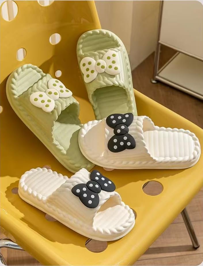 New Ultra Soft EVA Slippers，Cute bow slippers for summer, Thick Sole, Silent, Non-Slip Indoor Bathroom Sandals for Men & Women3