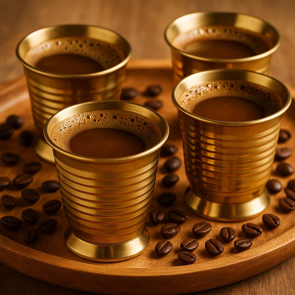 Indian Elements Golden Tea Glass of Brass/Gilassiya Set of 4-image-25