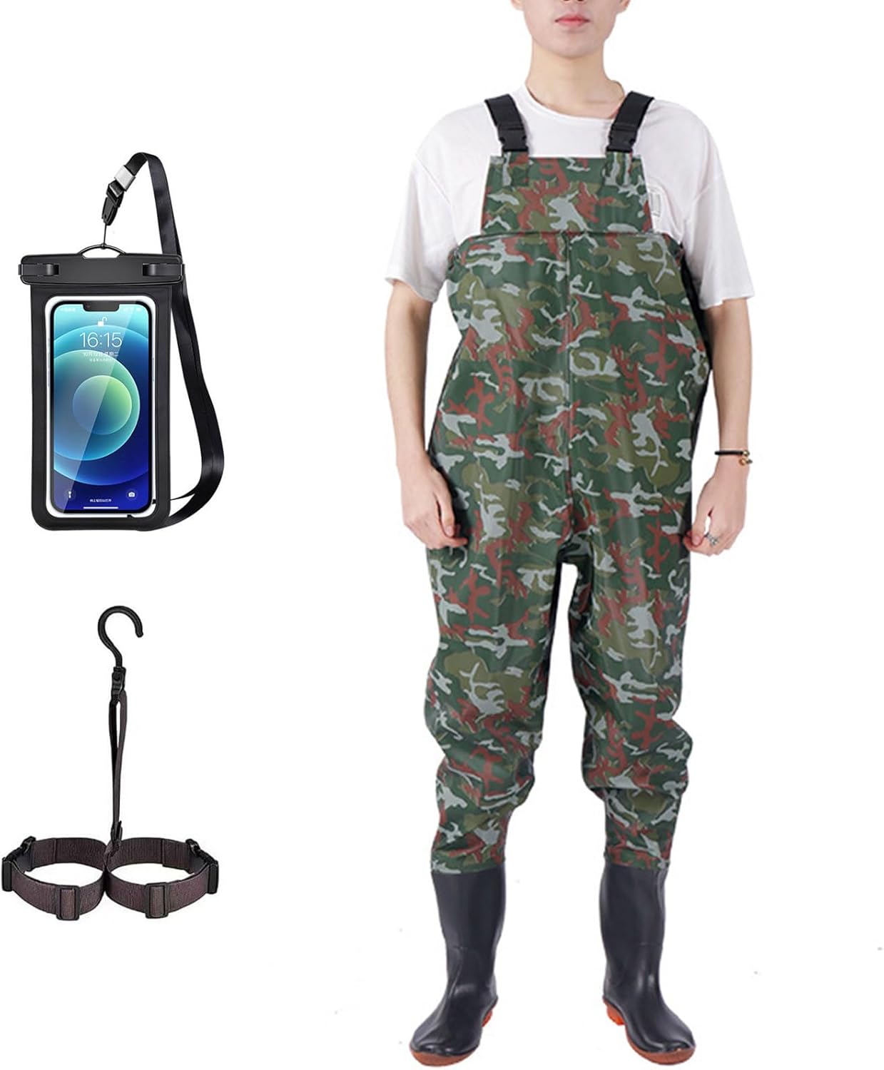 Men's Chest Waders, High Waist Waterproof Hunting Waders, with Boots Neoprene Fishing Waders for Fly Fishing Outdoors