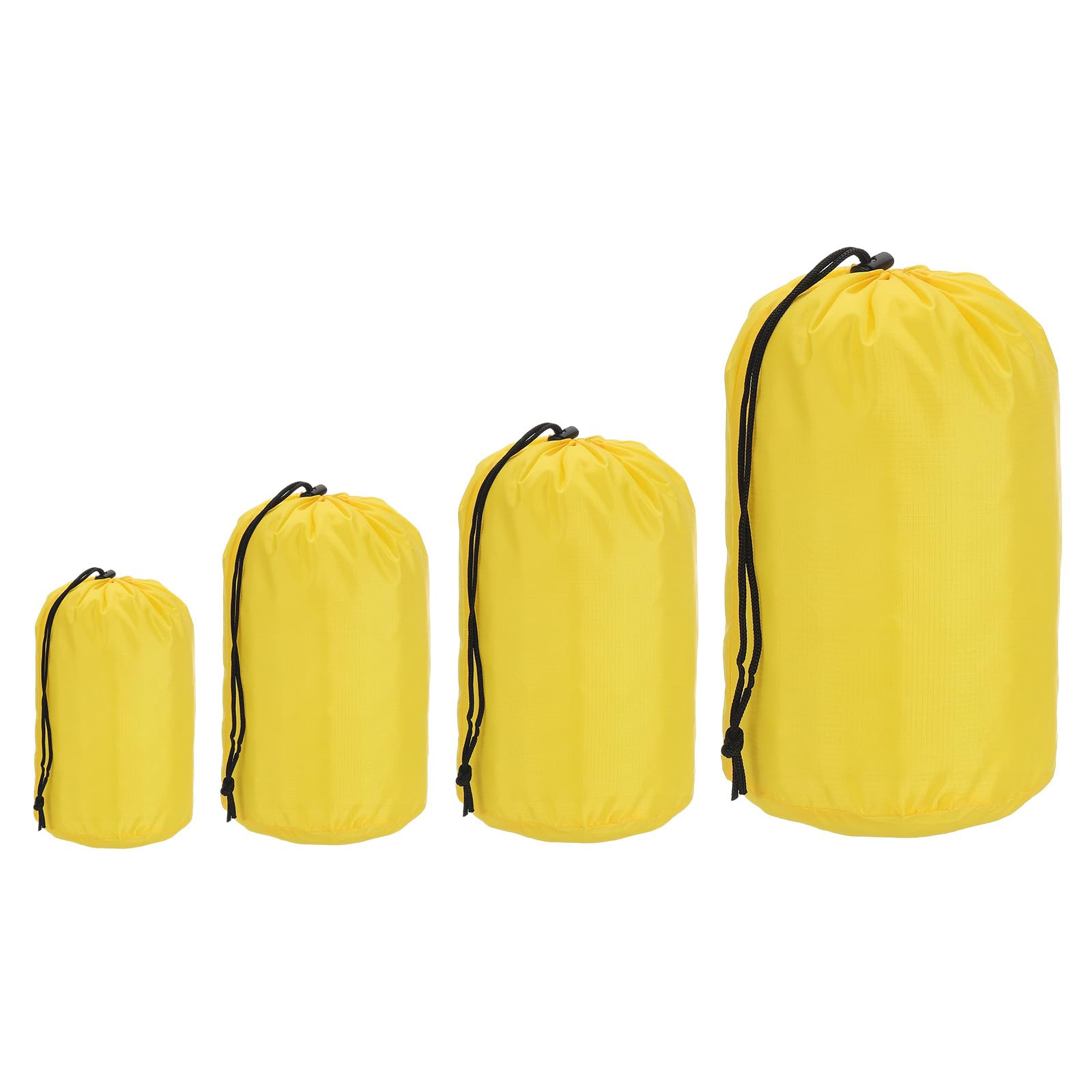 PATIKIL Stuff Sack 4x8/5x10/7x13/9x17, 4 Pcs Waterproof Outdoor Storage Sack Portable Drawstring Dust Flap Bag Sleeping Bag for Camping Hiking Backpacking, Yellow