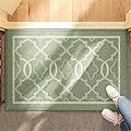 THRILRUG Indoor Fall Doormat 36"x24",Durable Welcome Mat Low Profile Floor Mat Absorbent Front Back Door mat Outdoor Non Slip Rugs for Entryway, Patio, High Traffic Areas Washable-Sage Green Trellis