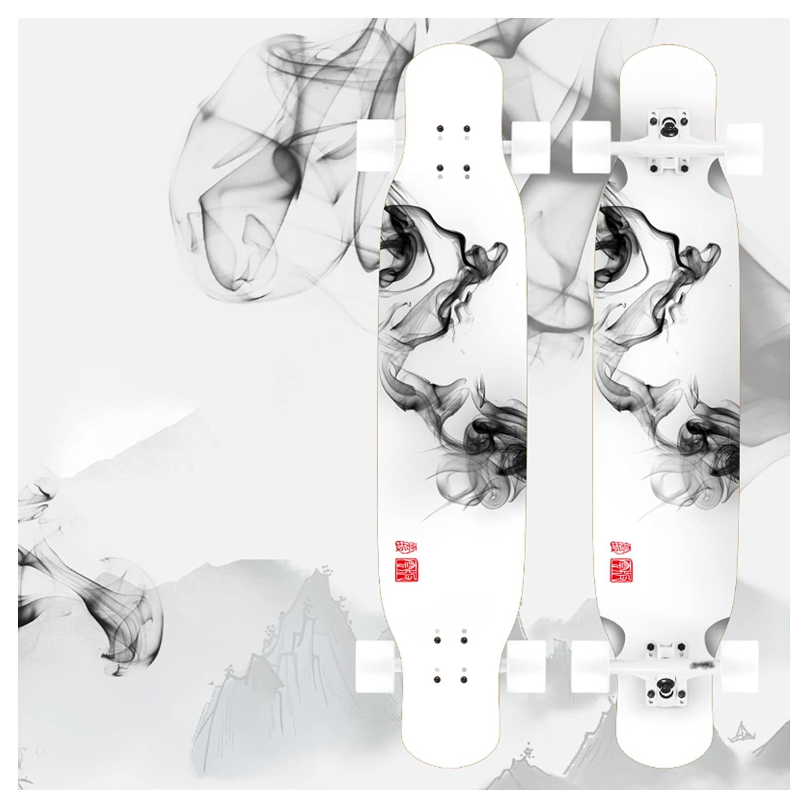 HHGO Longboard Skateboard 47" Longboard Cruiser Complete Drop Through Deck Skate Board, Skateboards Longboards for Teens Boys Beginners Boys Girls Youths,for Outdoor Extreme Sports (Color : E)