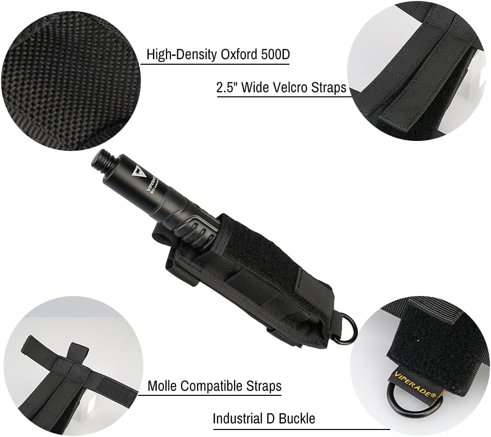 VIPERADE Tactical Flashlight Holster, Flashlight Holder for Duty Belt, Nylon Flashlight Molle Pouch for Horizontal & Vertical Carry, Universal Fits Standard Size Flashlight