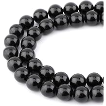 Bymitel 90 pcs Natural Genuine Real Round Loose Stone Beads Gemstone Spacers for Charm DIY Jewelry Making 15.5" per Strand 4mm Black Tourmaline, 4mm