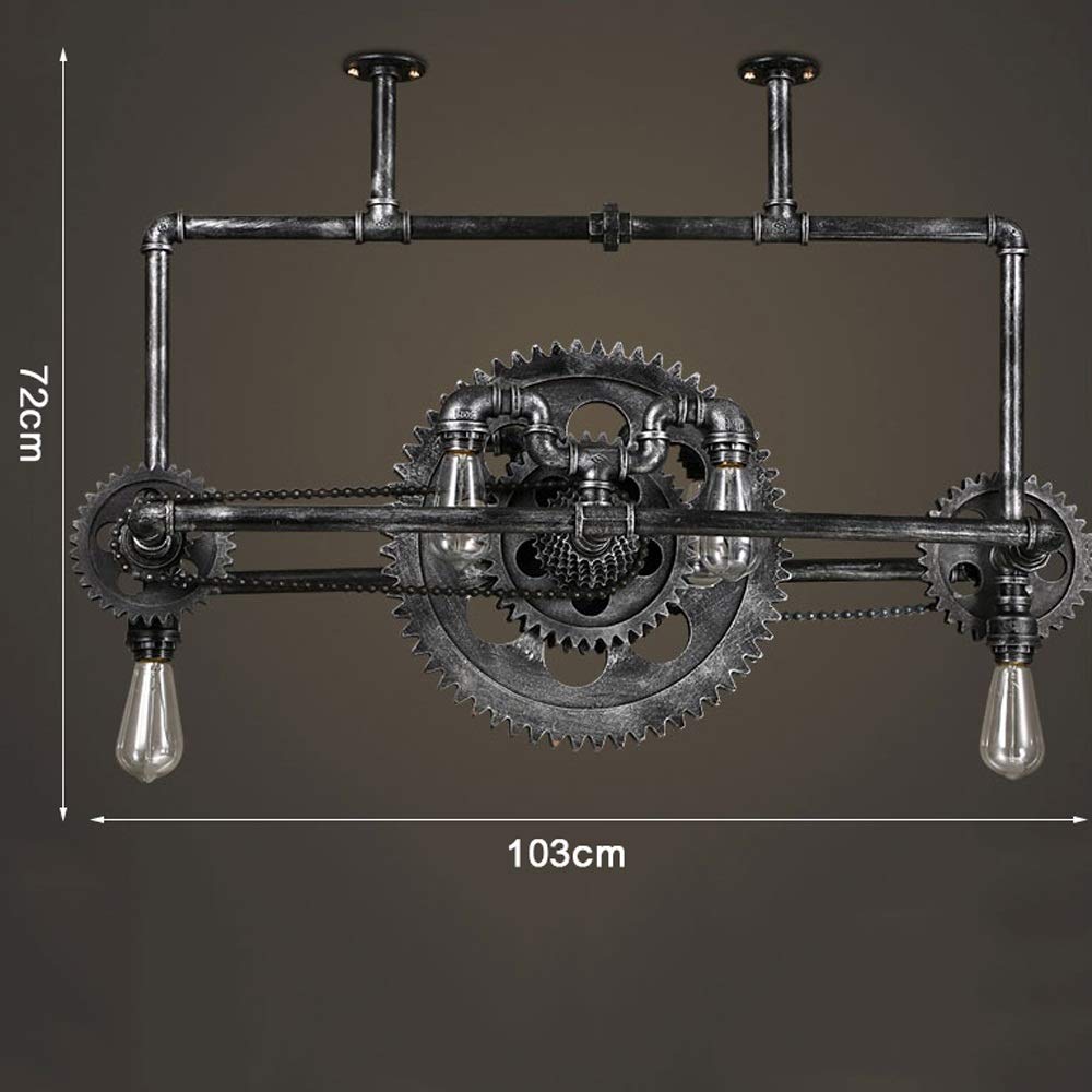 ISCBAFYX Tubo de Agua Steampunk Tradicional Pipas de Hierro Forjado Creativo Vintage Equipo de Madera Industrial Lámparas Colgantes de Equipos Tema Bar de Restaurante Luces Colgantes de Metal Retro