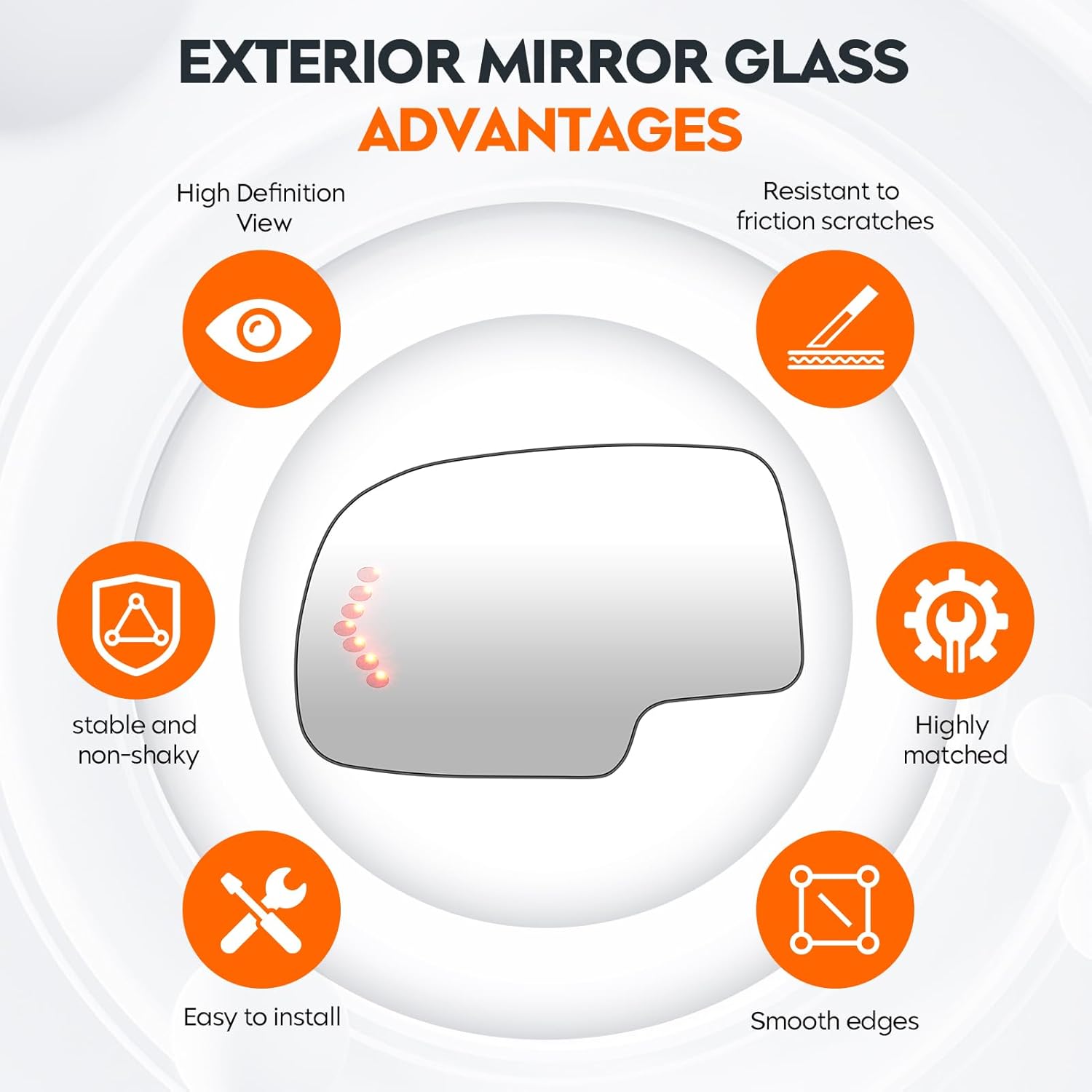 Youxmoto Driver Left and Passenger Right Heated Side Mirror Glass,2003-2006 Fit for Chevy Silverado Avalanche Suburban 1500 2500 3500 Tahoe/Fit for GMC Sierra Yukon Fit for Cadillac Escalade 88944391
