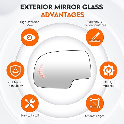 Miniatura 6 de Youxmoto Espejo de cristal calefactable del lado izquierdo del conductor 2003-2006 para Chevy Avalanche Silverado Suburban Tahoeapto para GMC Sierra
