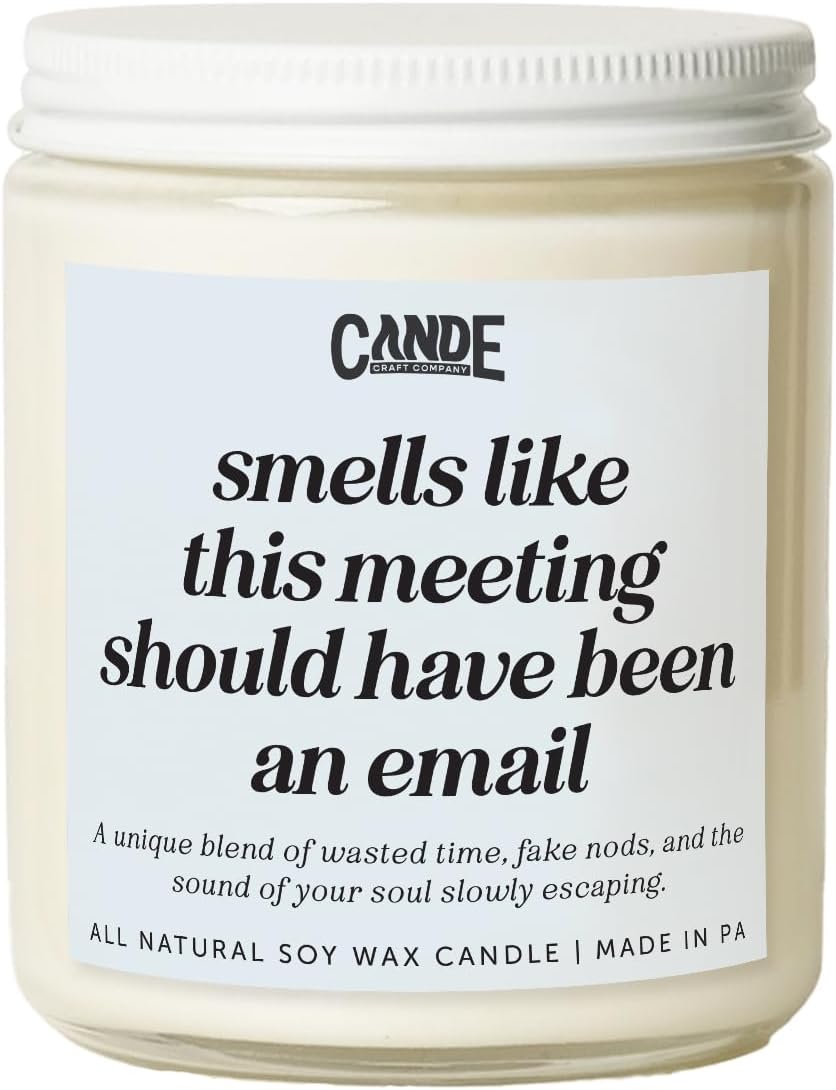 CE Craft Smells Like This Meeting Should Have Been an Email Candle – Lavender Vanilla Scented Jar – Funny Office Gift for Coworkers, Work from Home, Boss, Employee, Corporate Humor Décor