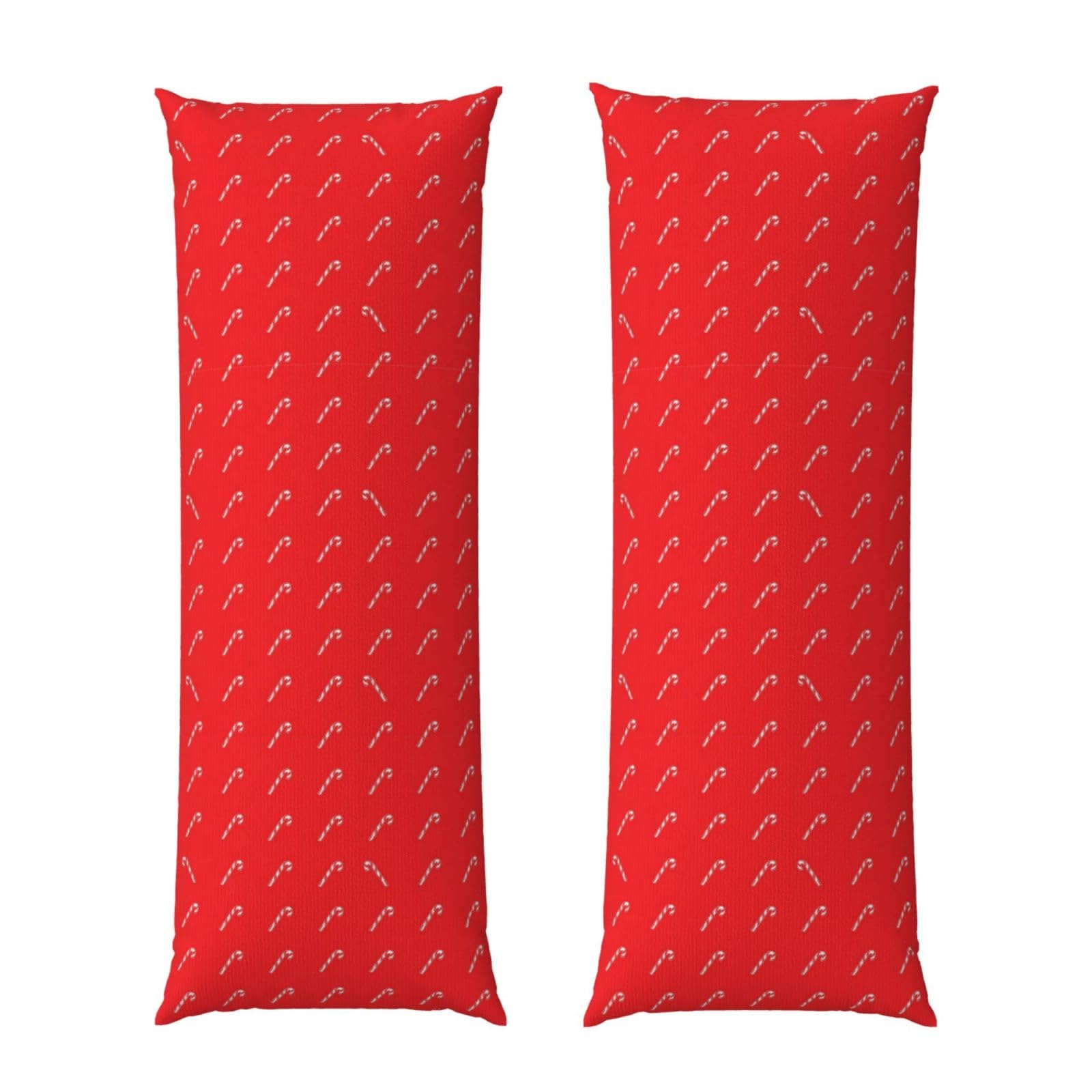 Body Pillow Cover 20x60 Inch, Candy Cane Christmas Red, Plush Velvet Long Pillowcase with Zipper, Softffy Rectangular Case for Couch Bed Hotel Decor