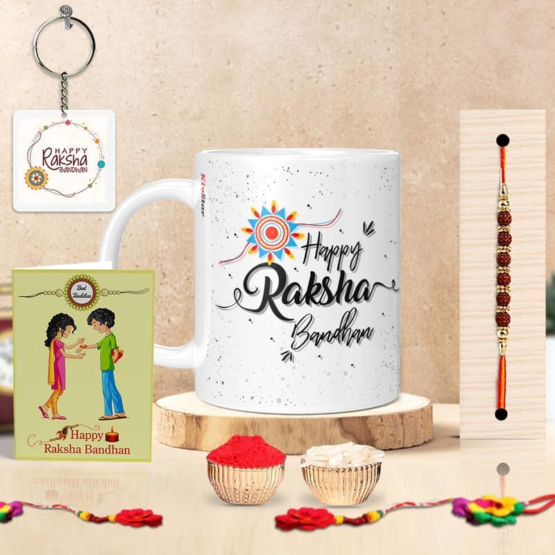 Brother Rakhi With Greeting Card - Traditional Indian Raksha Bandhan Festival Gift Set (K15)
