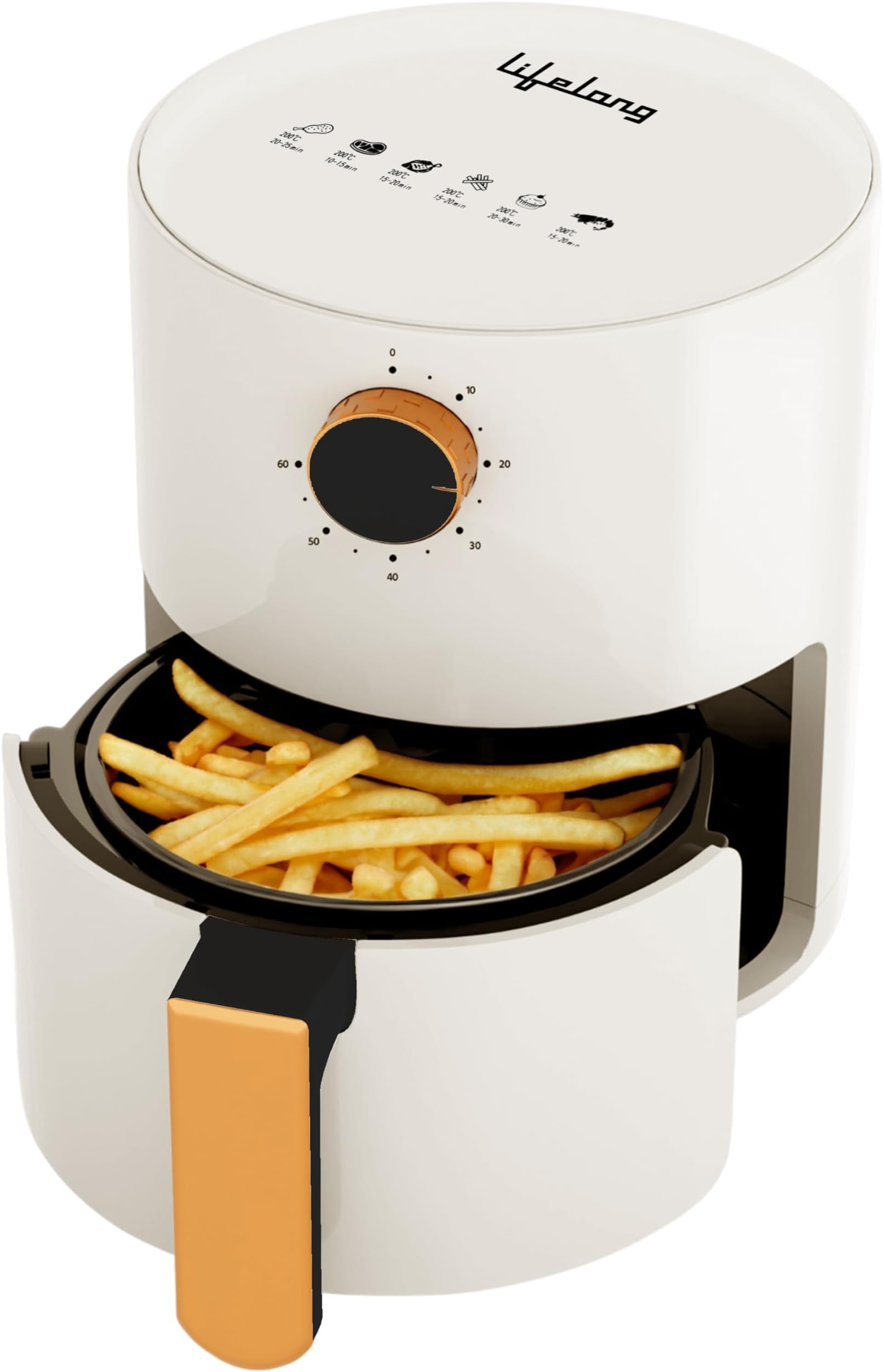 Lifelong Air Fryer for Home - 800W Small Airfryer Machine to Fry, Bake & Roast with Timer Control - Oil Free Fryer Machine - Electric with 360 Hot Air Circulation Technology (LLHF25)2.5 liter, White