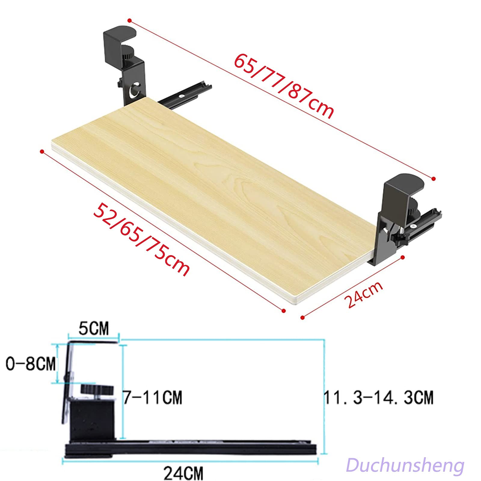 Bandeja de teclado ergonómica ajustable con abrazadera para debajo del escritorio, estante deslizante para teclado y mouse, soporta 55 libras, fácil instalación sin taladro, diseño de cuidado de los
