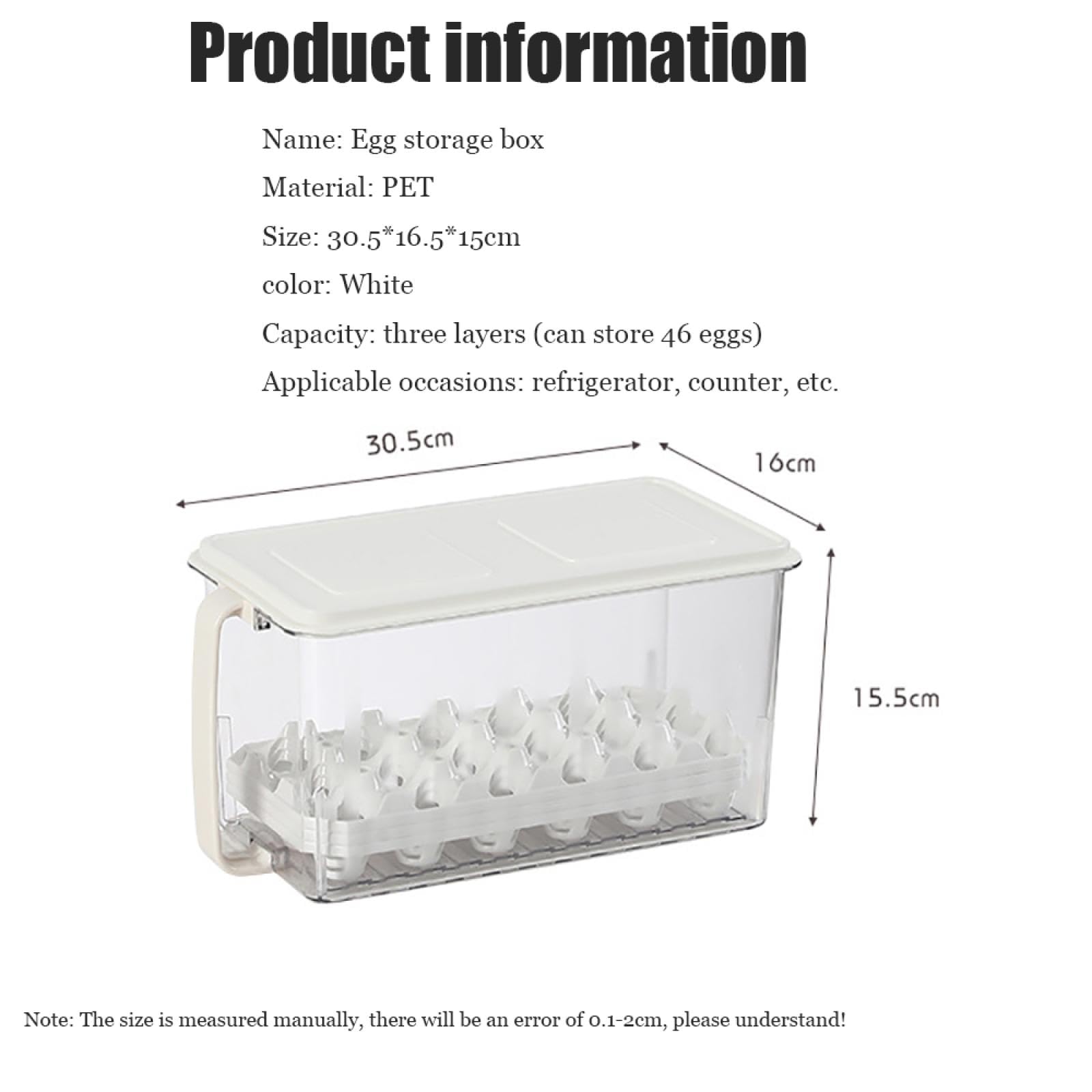 Caja de Almacenamiento de Huevos de Tres Capas,Soporte para Huevos para refrigerador,Almacenamiento de Huevos para encimera,Organizador de Huevos,Dispensador de Huevos para refrigerador