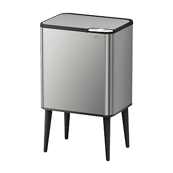 mVm Kitchen Bin, 50L Rubbish Bin, Stainless Steel Push Top waste bin with Lid,Fingerprint-Proof, Odour Seal, Large Capacity for Home Kitchen & Commercial Use Grey, 50L