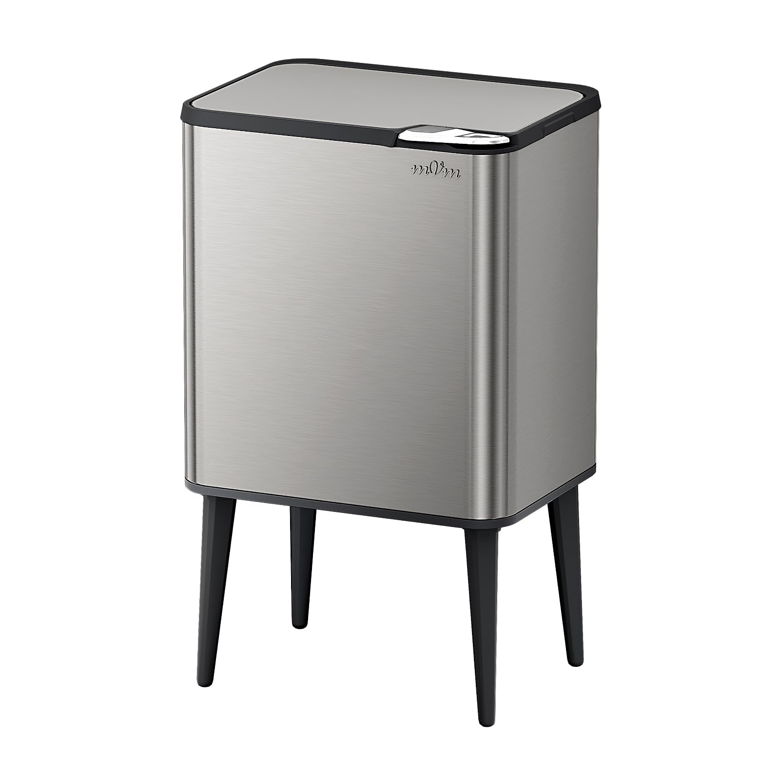 mVm Cubo de Basura con Presión Manual 50L, Acero Inoxidable Antihuellas con Soporte Desmontable, Tapa Amortiguada y Cubo Interior Extraíble