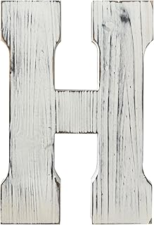 14" Wall Letter - Extra Large Distressed Wooden Letter H, 14 inches (White H)