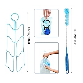 Patelai 2 Set 8 in 1 Hydration Bladder Cleaning Kit Includes 3 Different Brushes and Drying Collapsible Bladder Frame, Water Reservoir Backpack Cleaning Kit(Blue)